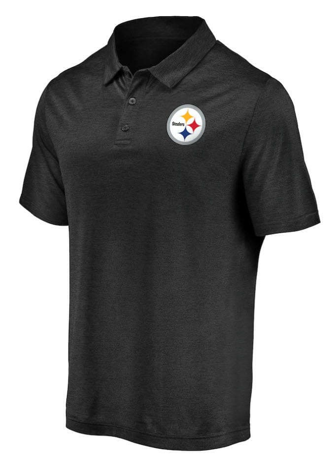 Majestic Men's Pittsburgh Steelers Performance Polyester Striated Polo Black M - Thumbnail 2