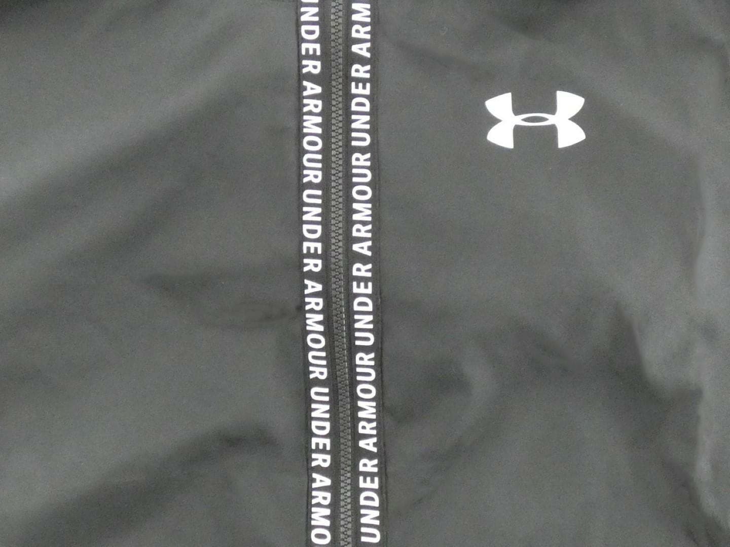 Under Armour Girl's UA Woven Full-Zip Windbreaker Storm Hooded Jacket Black XL L - Thumbnail 4