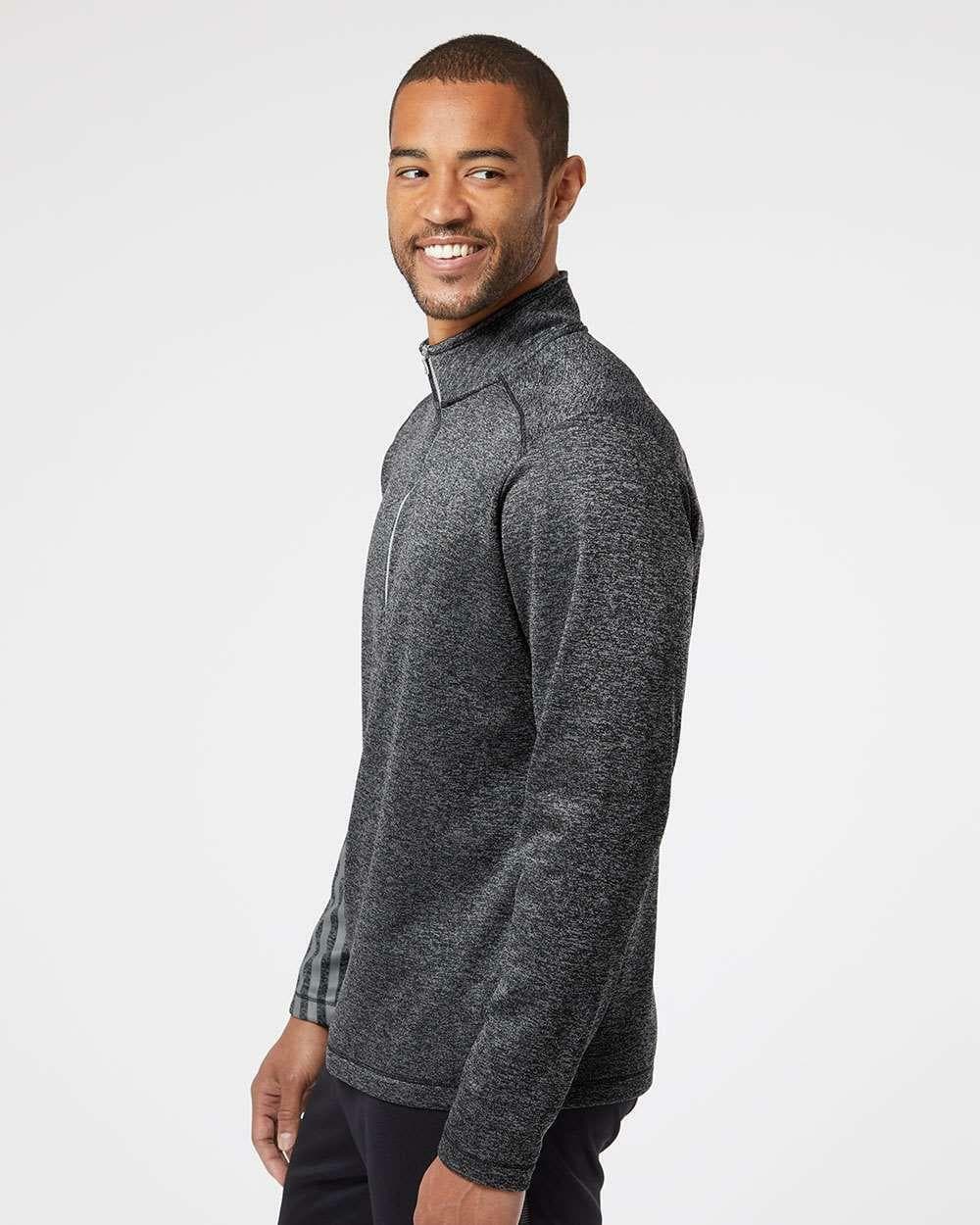 Adidas Men's Aeroready Brushed Terry Quarter Zip Pullover Top Black Large - Thumbnail 4