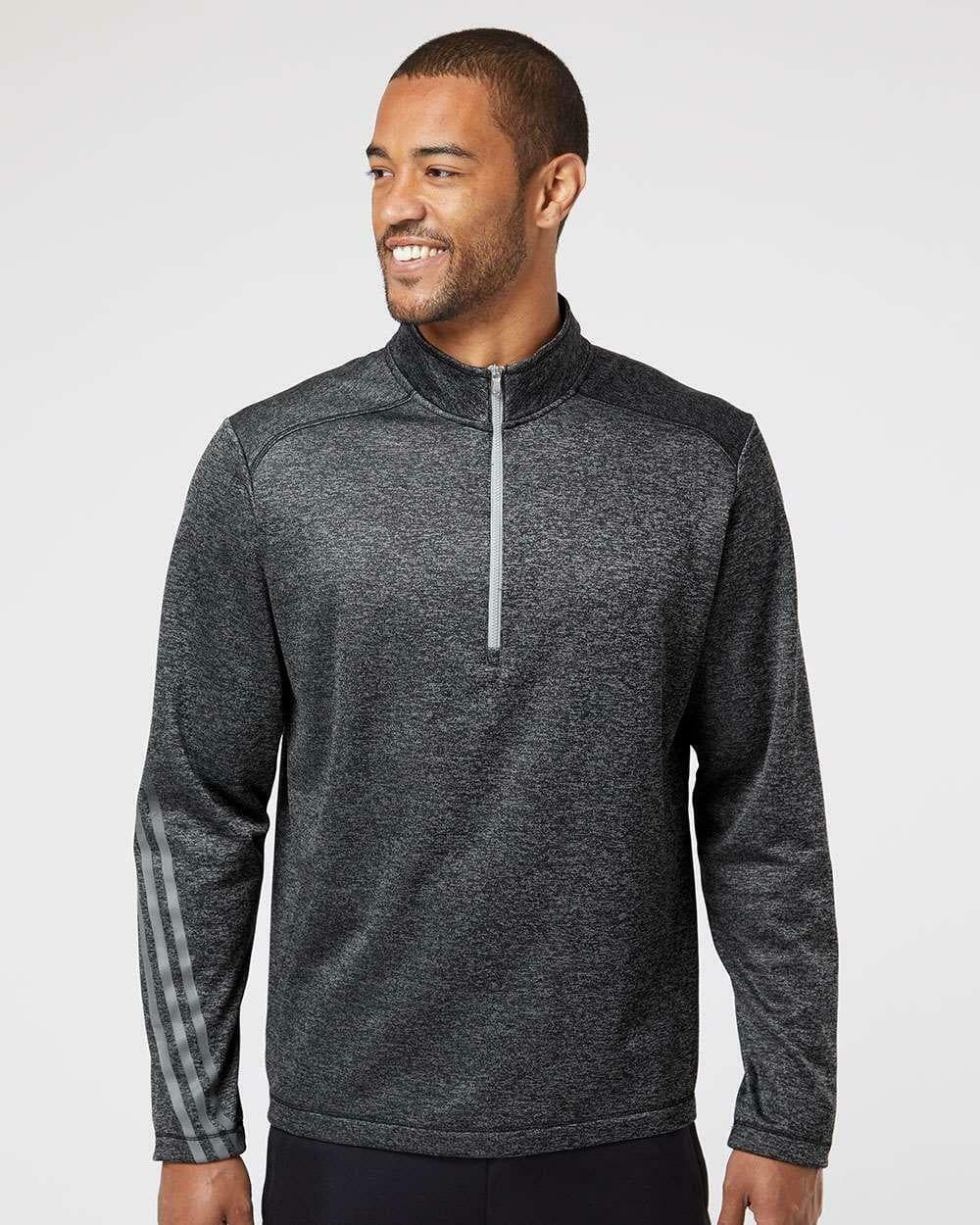 Adidas Men's Aeroready Brushed Terry Quarter Zip Pullover Top Black Large - Thumbnail 6
