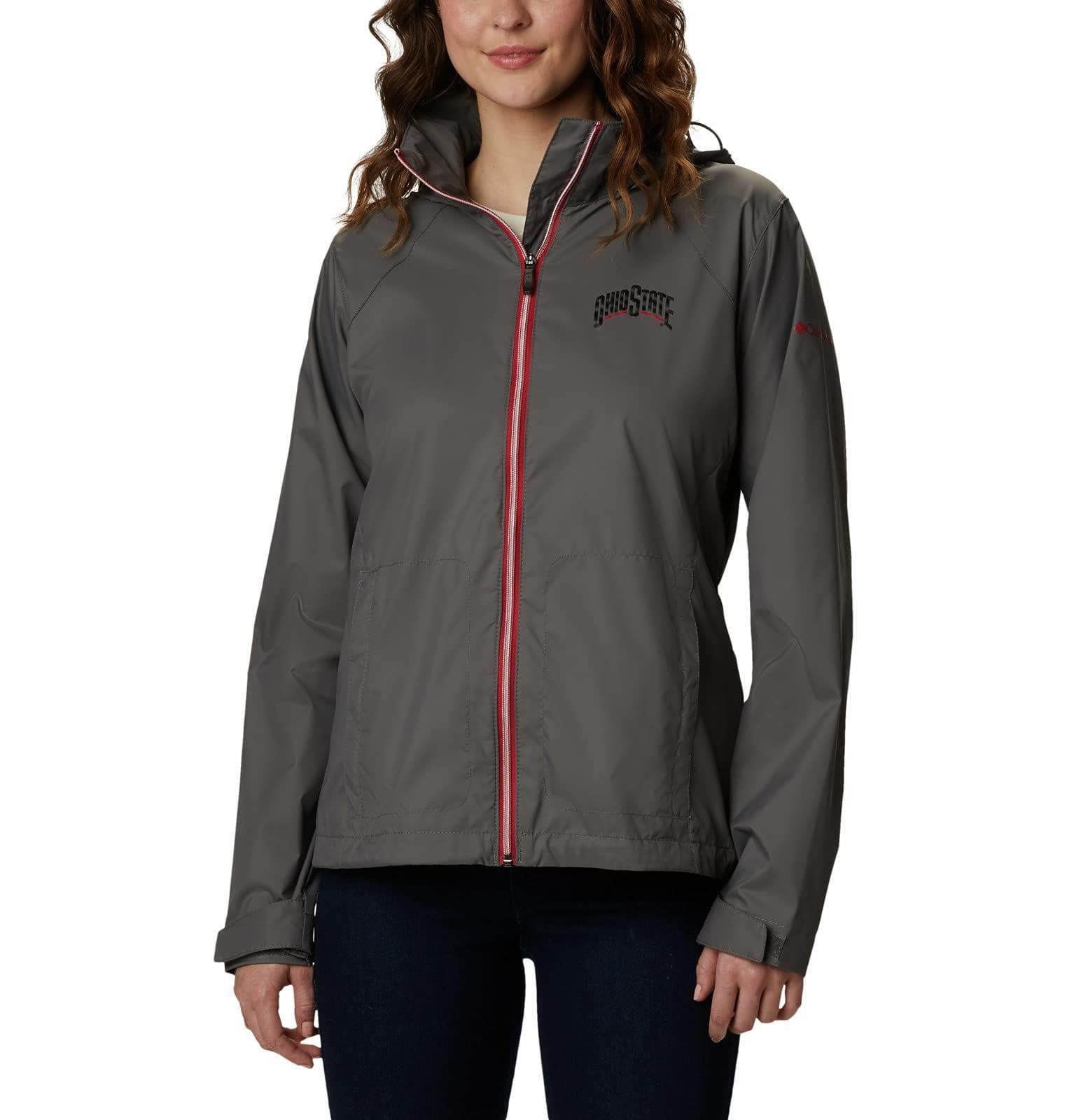 Columbia Women's Ohio State University Buckeyes Waterproof Hooded Jacket Gray XL - Thumbnail 9