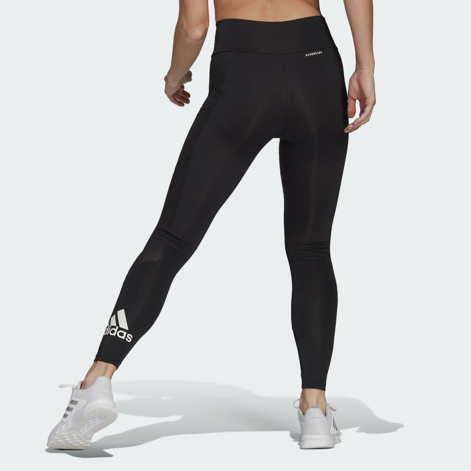 adidas Women's Designed 2 Move Big Logo Aeroready Sport Tights Black Medium - Thumbnail 3
