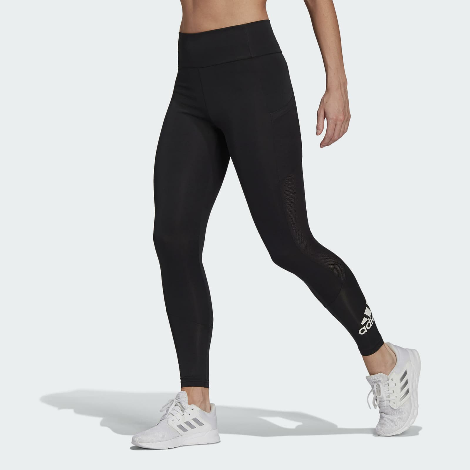 adidas Women's Designed 2 Move Big Logo Aeroready Sport Tights Black Medium - Thumbnail 8