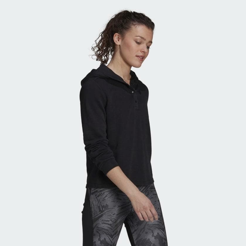 adidas Women's Zoe Saldana Collection Pullover French Terry U4U Hoodie Black S - Thumbnail 3