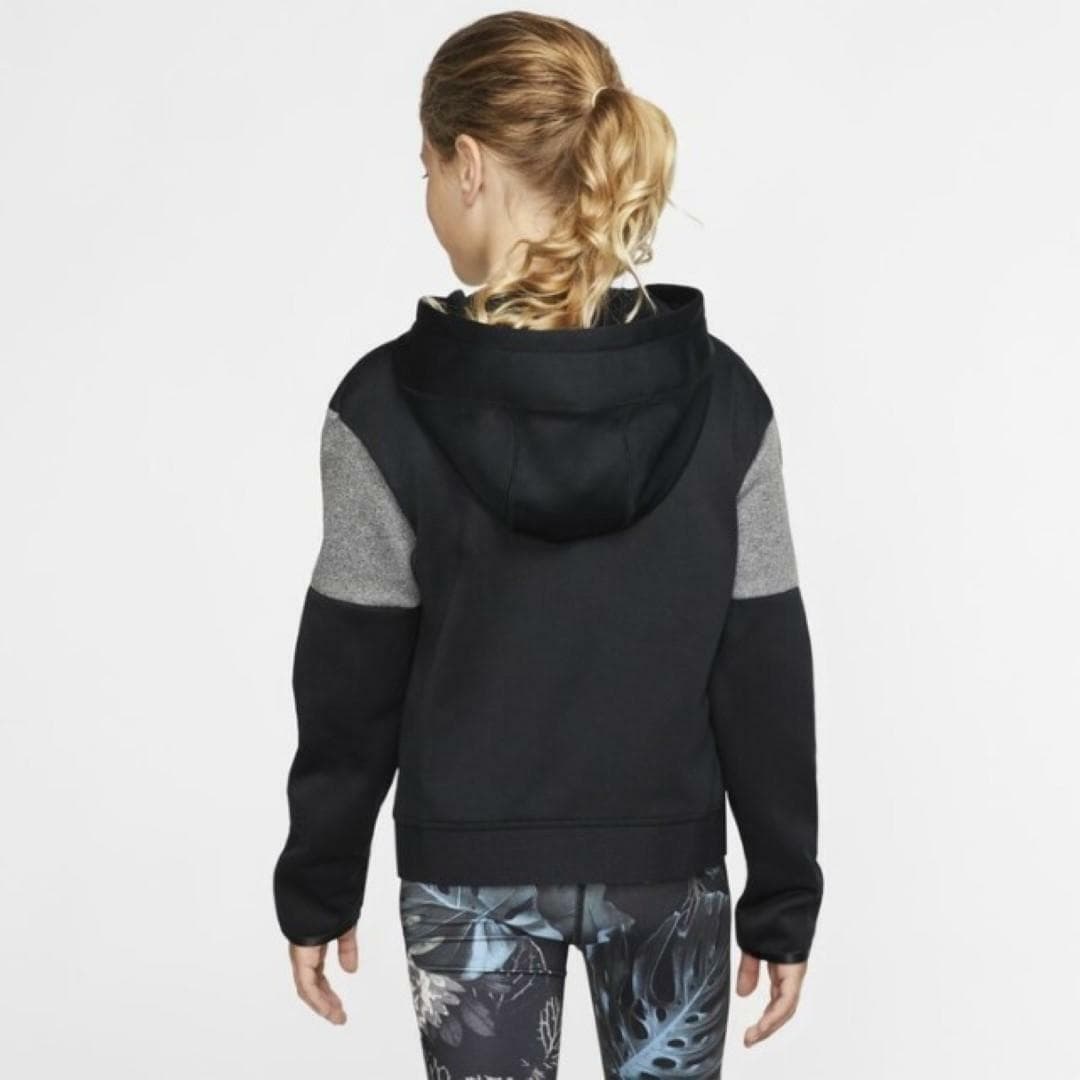 Nike Girl's (Big Kids) Therma-Fit Full Zip Training Hoodie Small Black Swoosh - Thumbnail 2