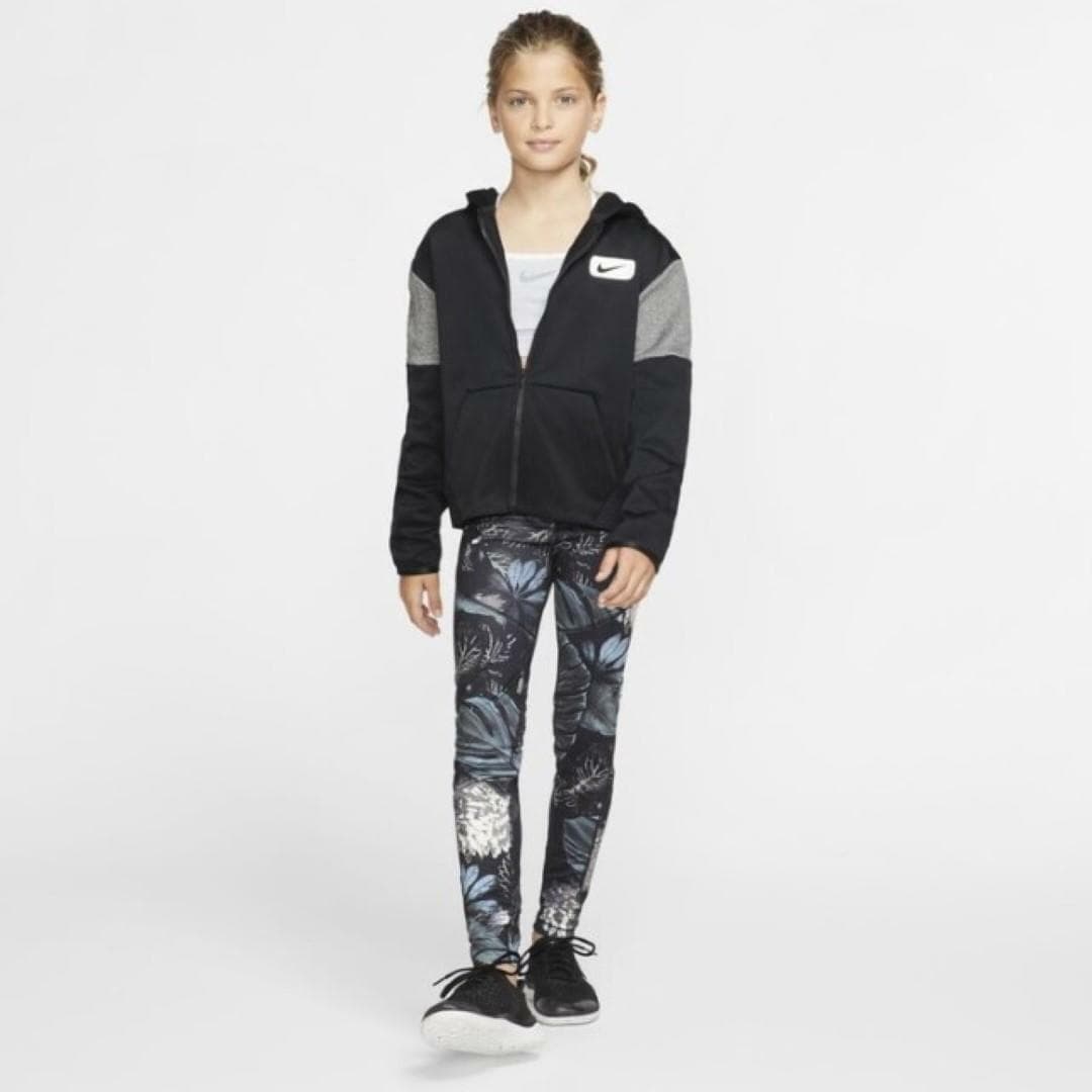 Nike Girl's (Big Kids) Therma-Fit Full Zip Training Hoodie Small Black Swoosh - Thumbnail 5