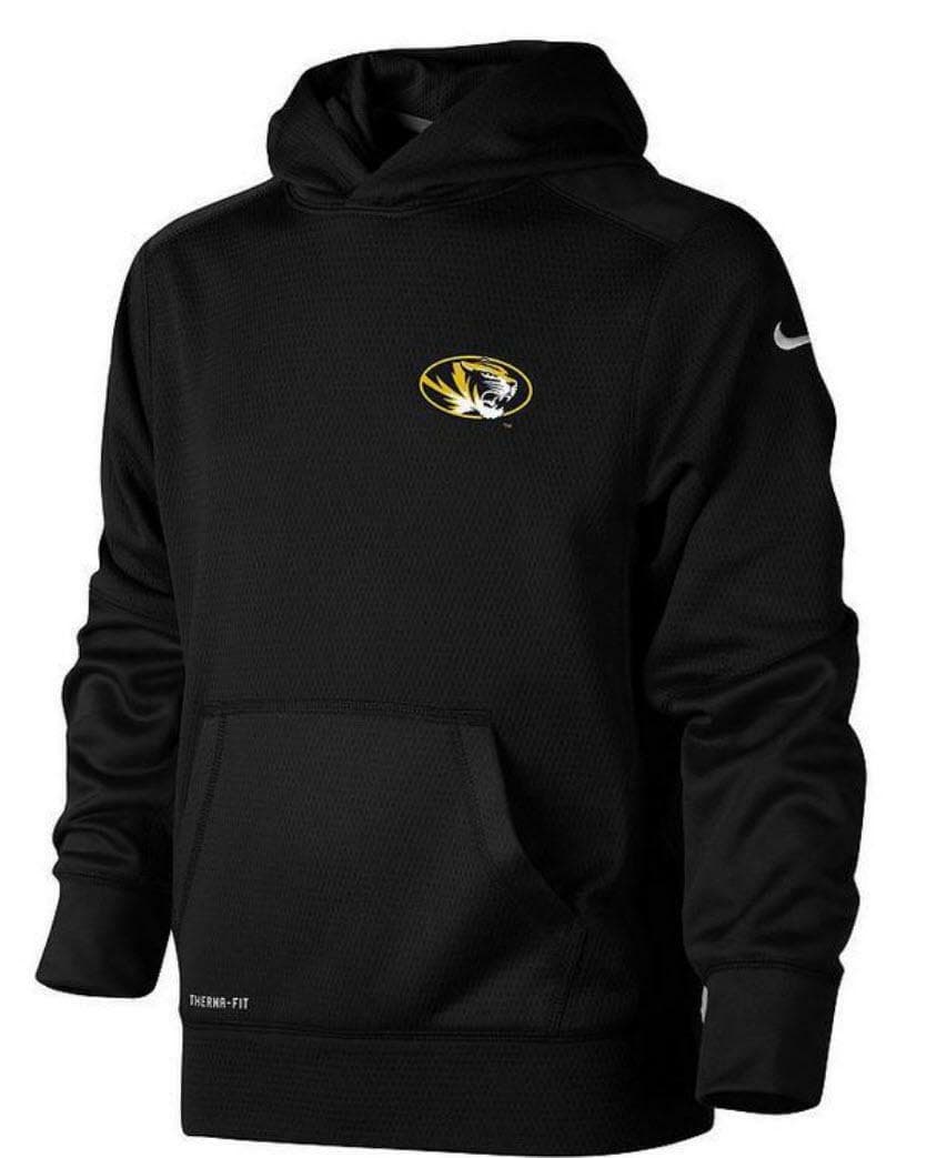 Nike Boy's Missouri Tigers KO Therma-FIT Pullover Hoodie Black Large - Thumbnail 2