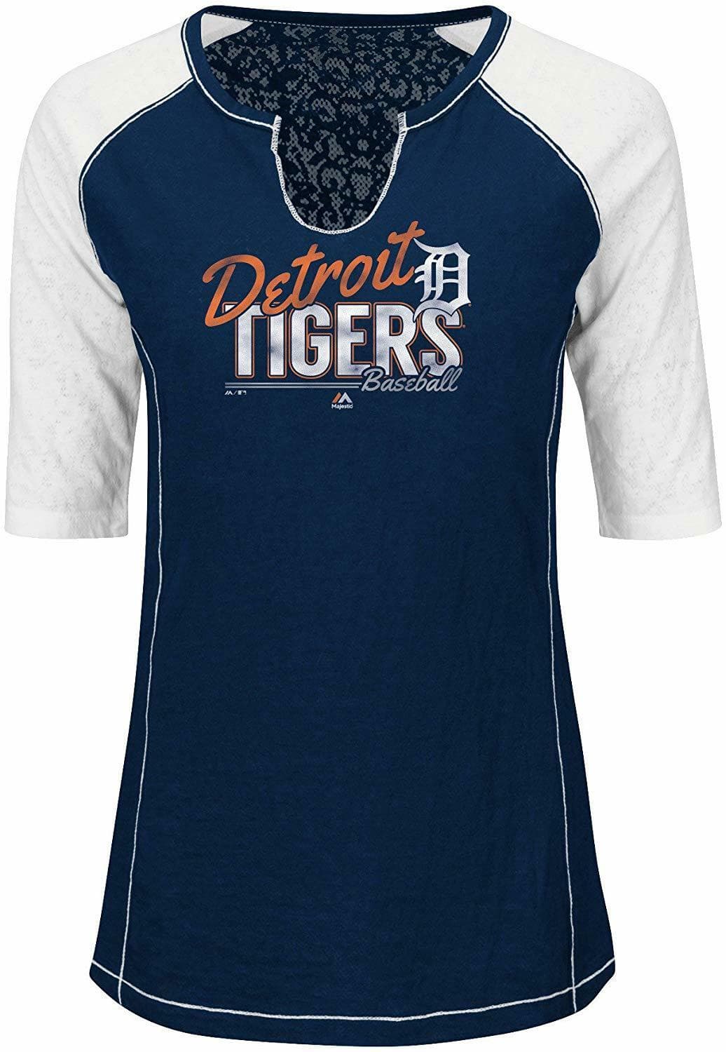 Majestic Women's Detroit Tigers Playful Pitch Burnout T-Shirt Blue Small - Thumbnail 2