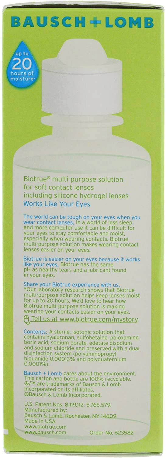 BioTrue Contact Lens Solution for Soft Contact Lenses 2 Bottle Pack 4 Oz Each - Thumbnail 4