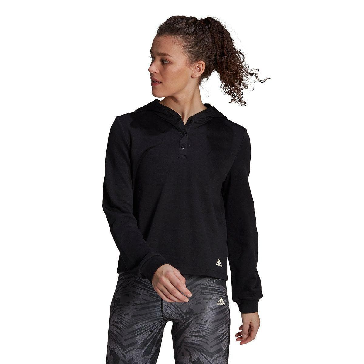 adidas Women's Zoe Saldana Collection Pullover French Terry U4U Hoodie Black S - Thumbnail 7
