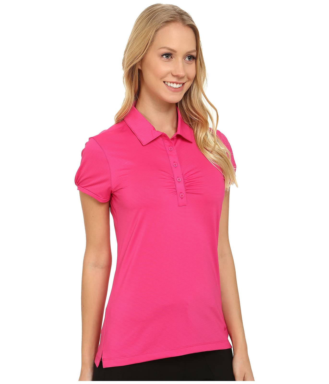 Nike Women's Mini Stripe Short Sleeve Polo Shirt Vivid Pink Small MSRP $75 - Thumbnail 3