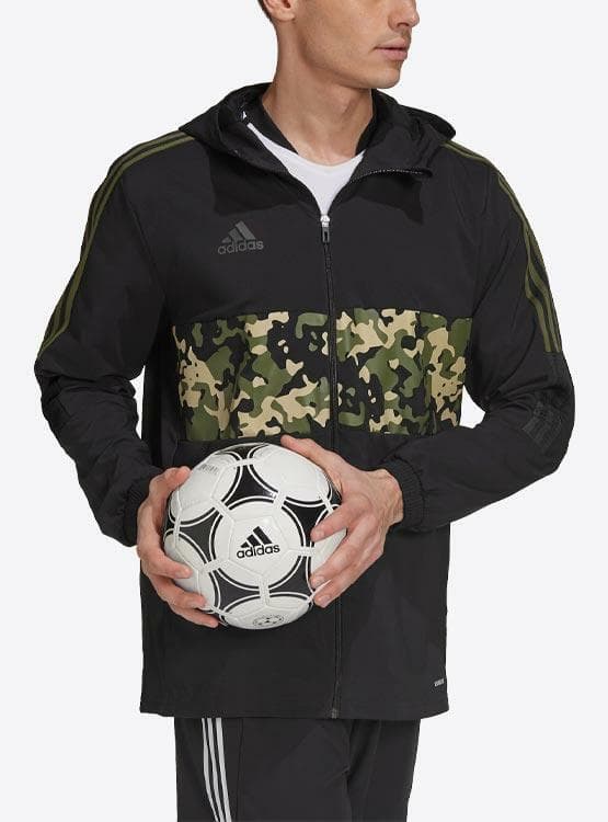 Adidas Men's Tiro Graphic Full-Zip Camouflage Hooded Windbreaker Jacket Black L - Thumbnail 3