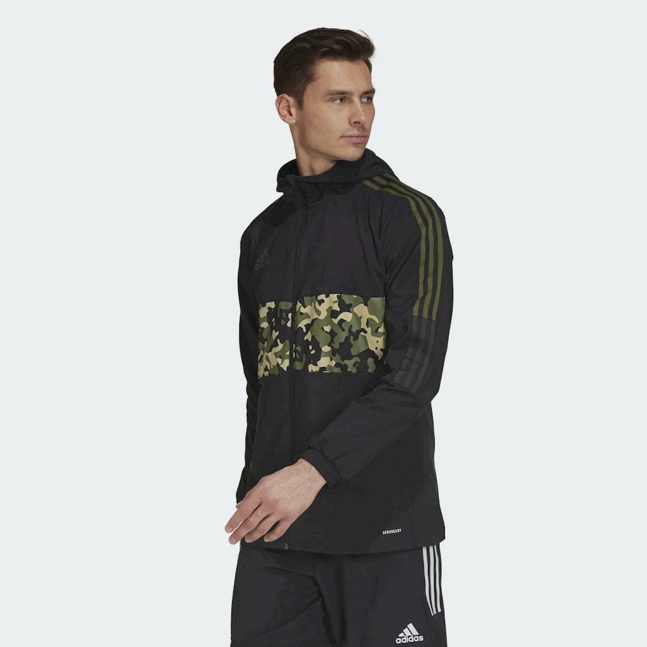 Adidas Men's Tiro Graphic Full-Zip Camouflage Hooded Windbreaker Jacket Black L - Thumbnail 6