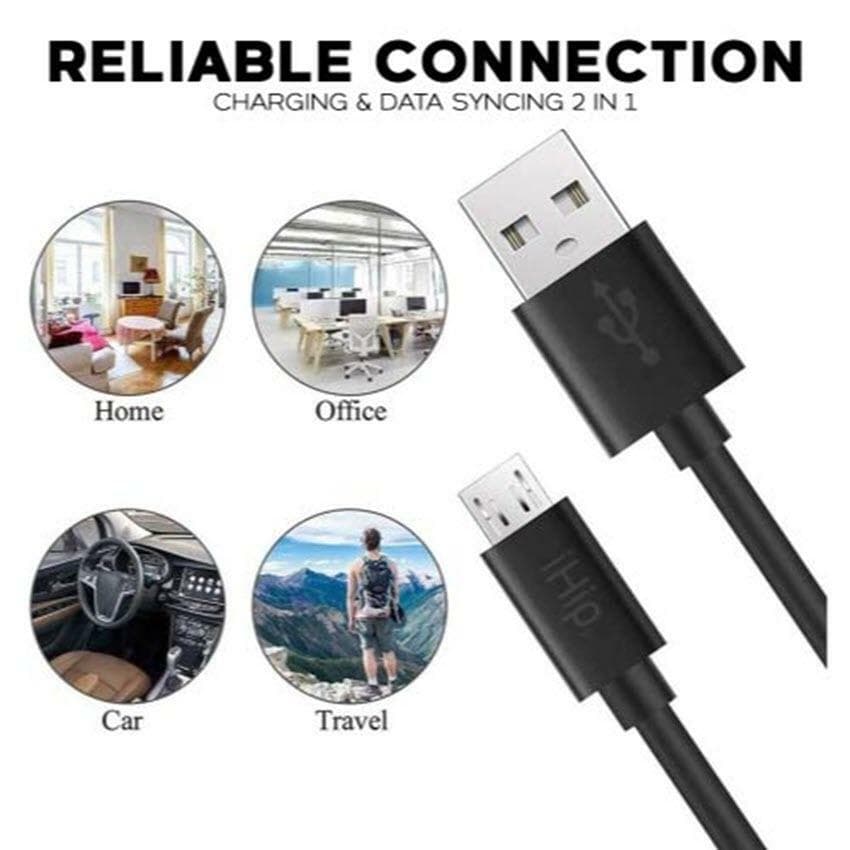 iHip 9ft Micro USB High-Speed Ultra Strong Data and Charging Cable Black Android - Thumbnail 3