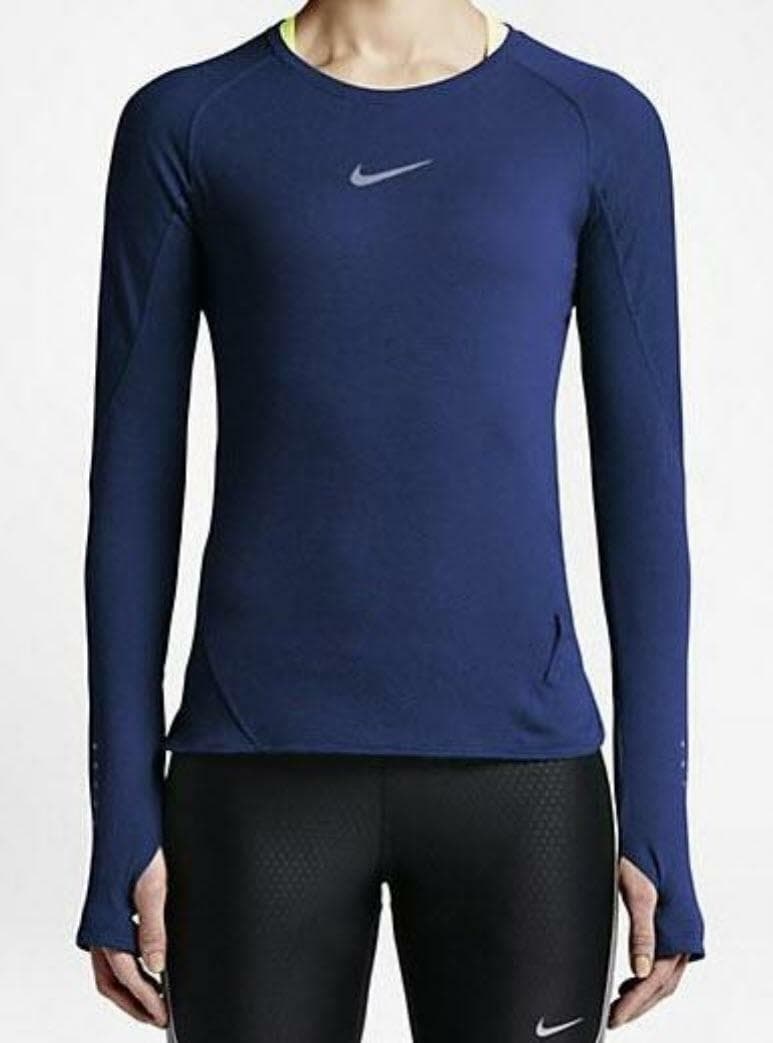 Nike Men's Aeroreact Long Sleeve Training Top Navy Blue Large $115 Value - Thumbnail 4