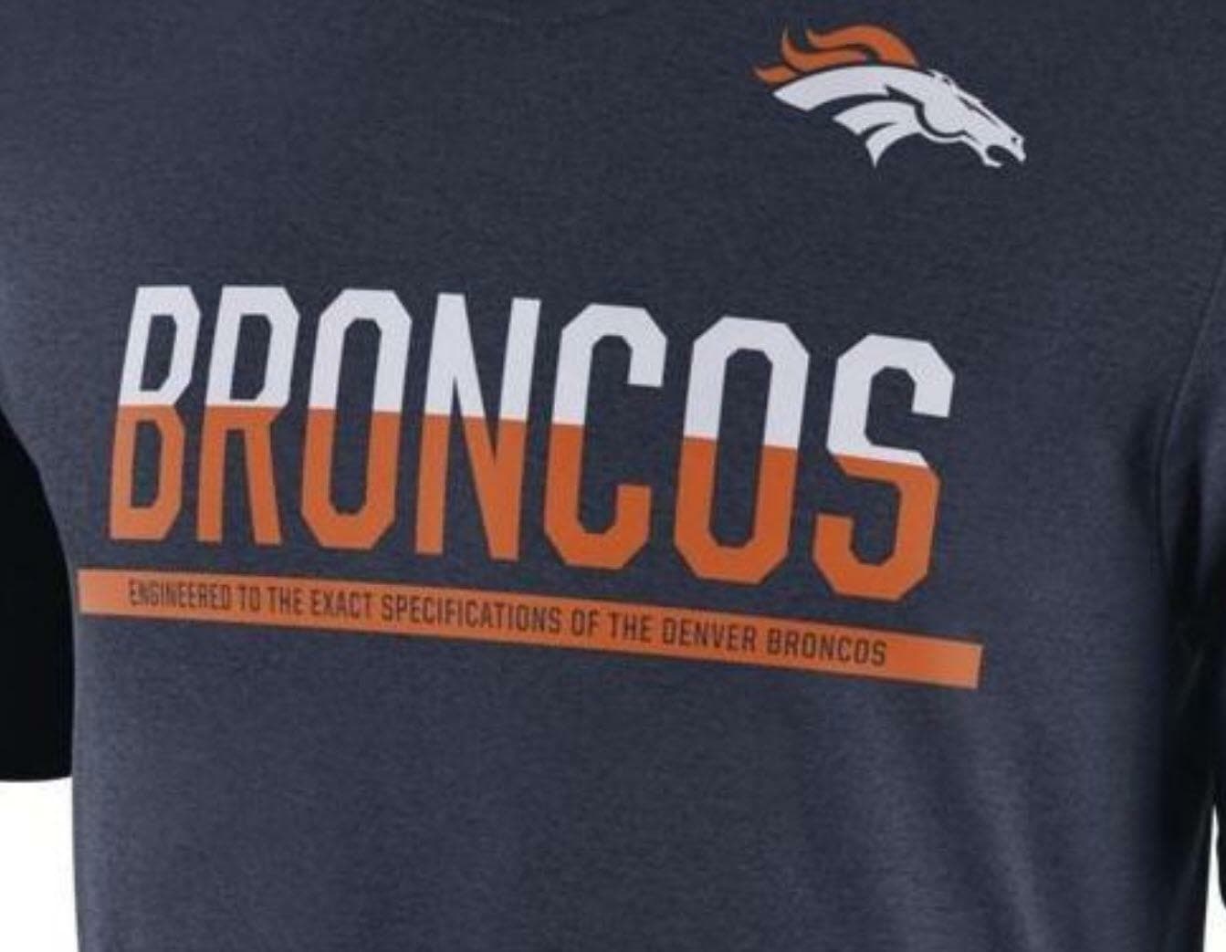 Nike Men's Denver Broncos Dri-Fit Practice Short Sleeve T-Shirt Navy Blue Medium - Thumbnail 2