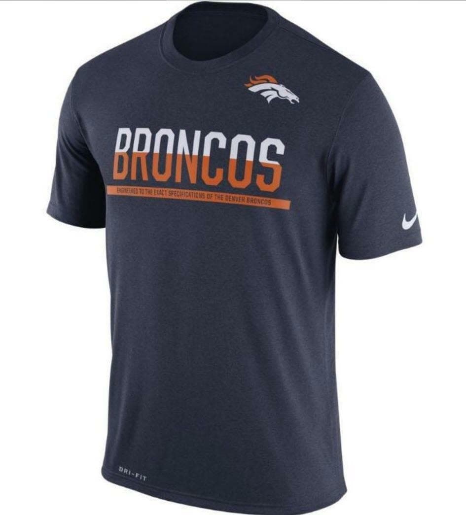 Nike Men's Denver Broncos Dri-Fit Practice Short Sleeve T-Shirt Navy Blue Medium - Thumbnail 3