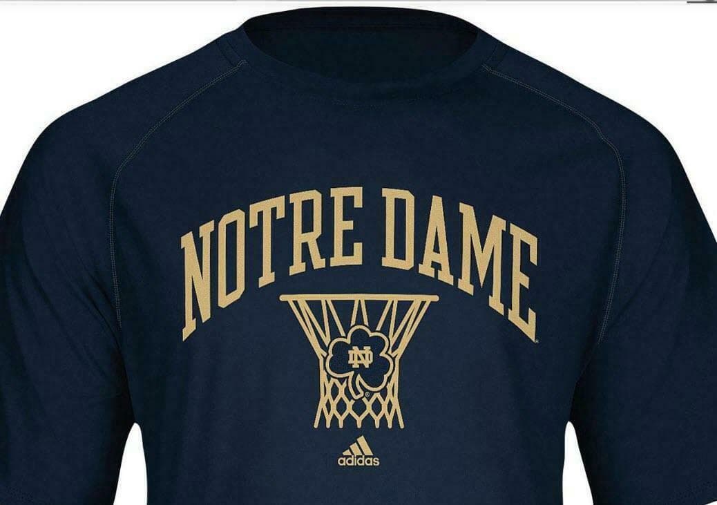 Adidas Men's Notre Dame Courtside Climalite Tee Navy Blue M L XL - Thumbnail 2