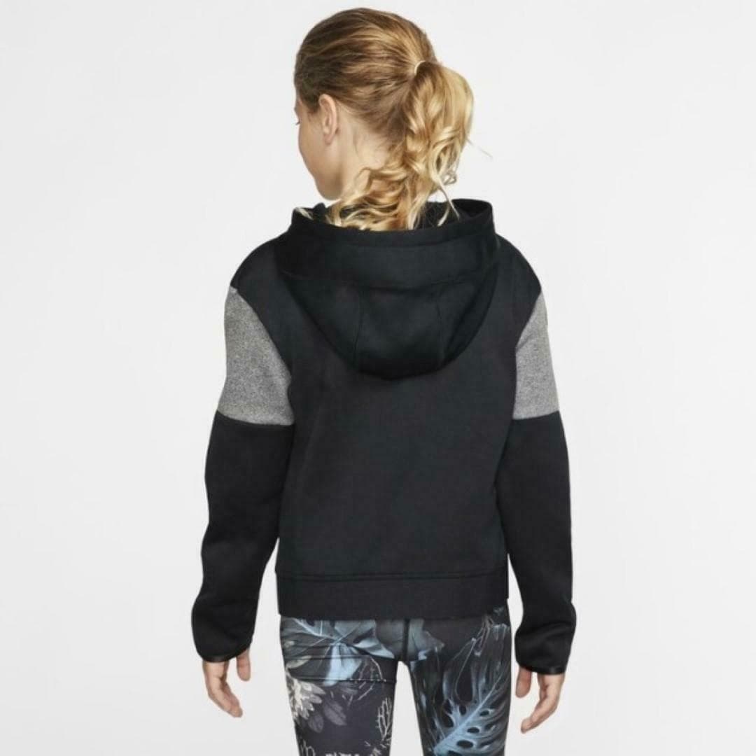 Nike Girl's (Big Kids) Therma-Fit Full Zip Training Hoodie Medium Black Swoosh - Thumbnail 2