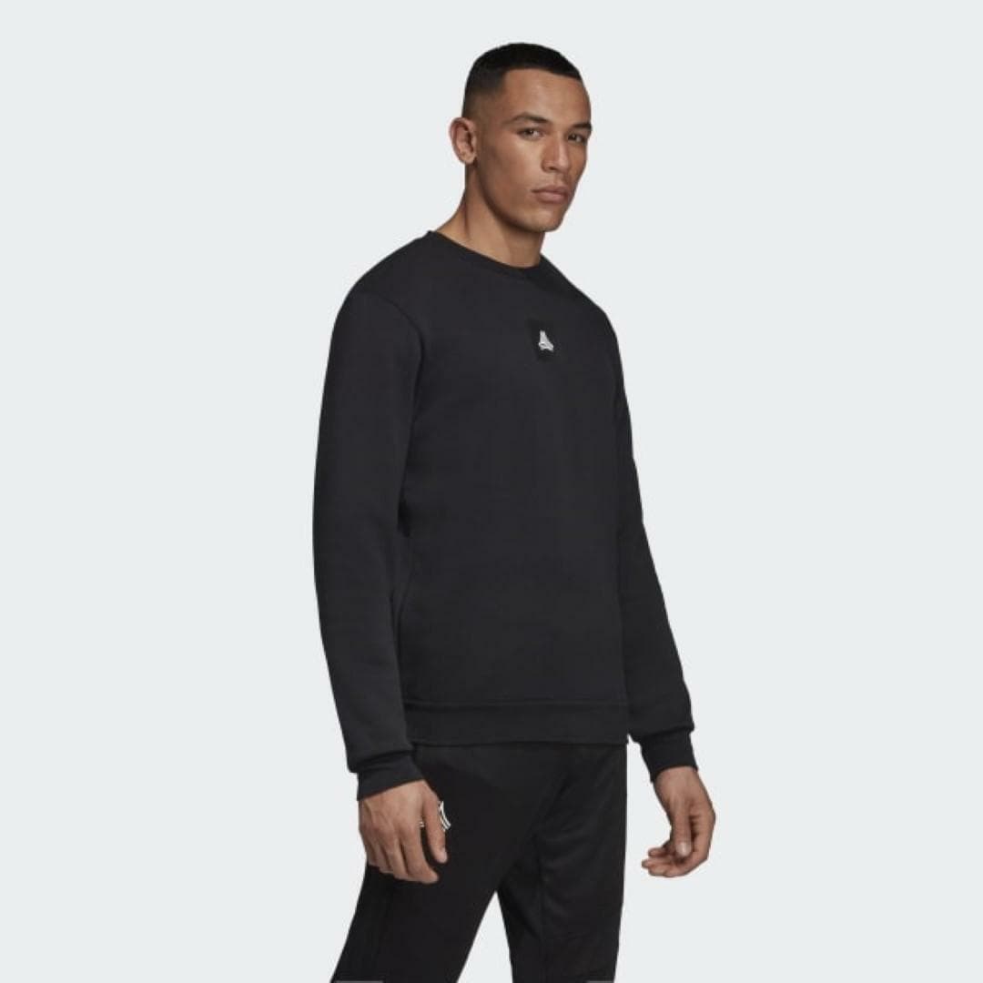 adidas Men's TAN Crew French Terry Fleece Sweatshirt Black X-Large MSRP $70 - Thumbnail 2