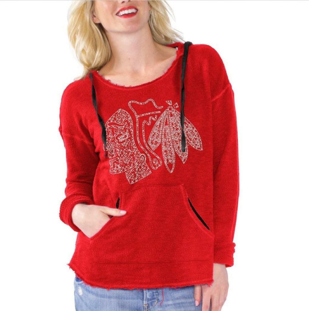 Touch Alyssa Milano Chicago Blackhawks Women's Driftwood Hoodie S M $76 Value - Thumbnail 5