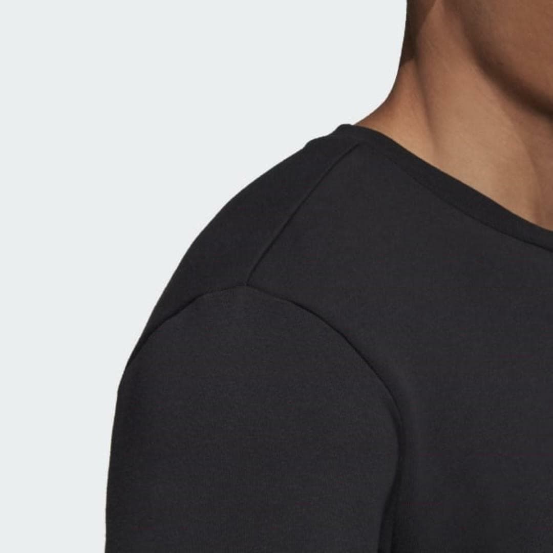 adidas Men's TAN Crew French Terry Fleece Sweatshirt Black X-Large MSRP $70 - Thumbnail 6
