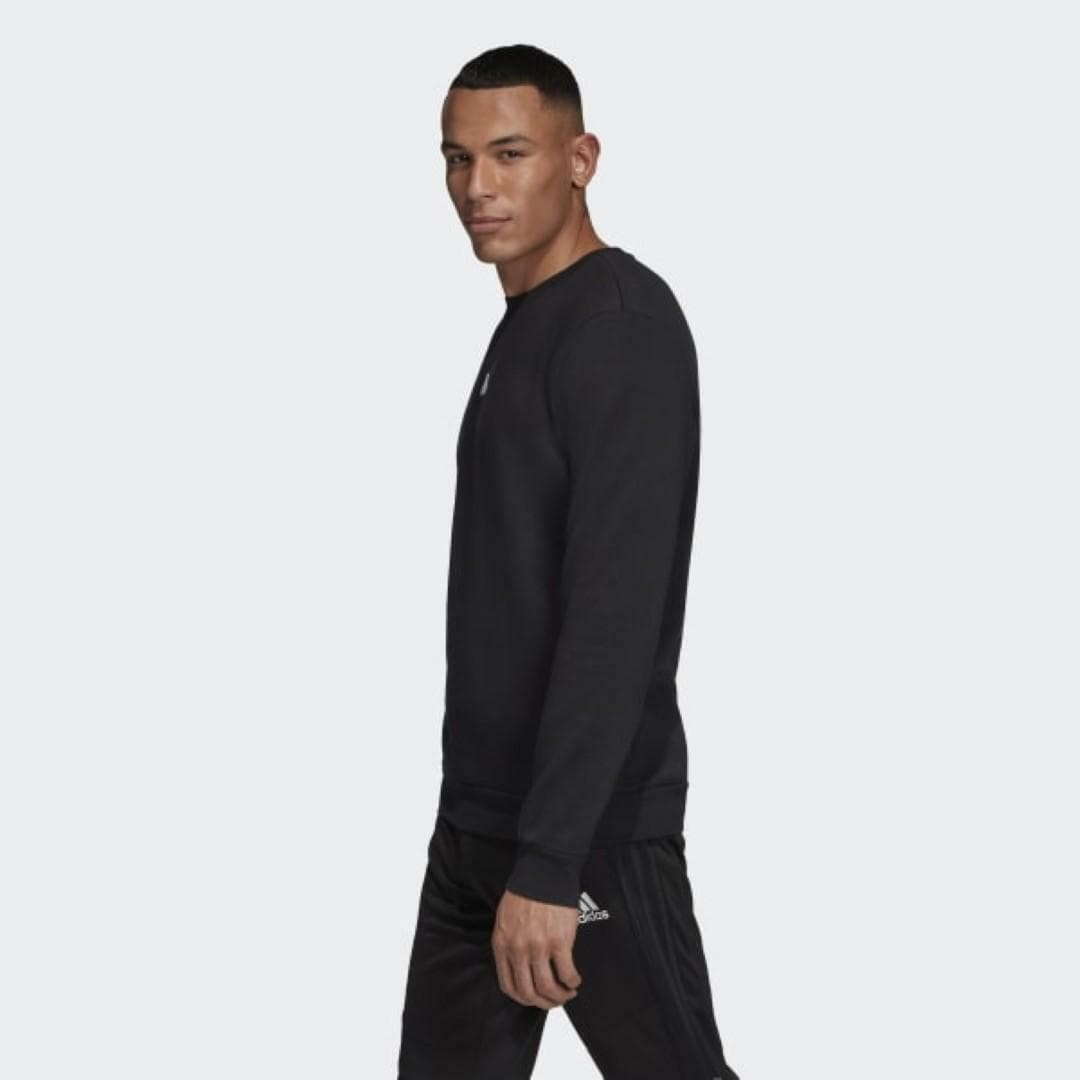 adidas Men's TAN Crew French Terry Fleece Sweatshirt Black X-Large MSRP $70 - Thumbnail 3