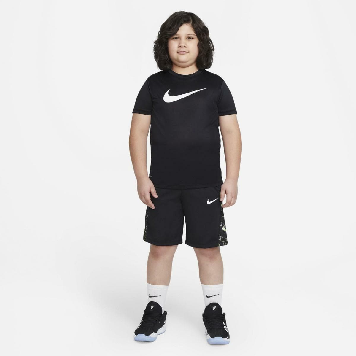 Nike Youth Big Kids Avalanche All Over Print Dri-Fit Training Shorts Black Large - Thumbnail 8
