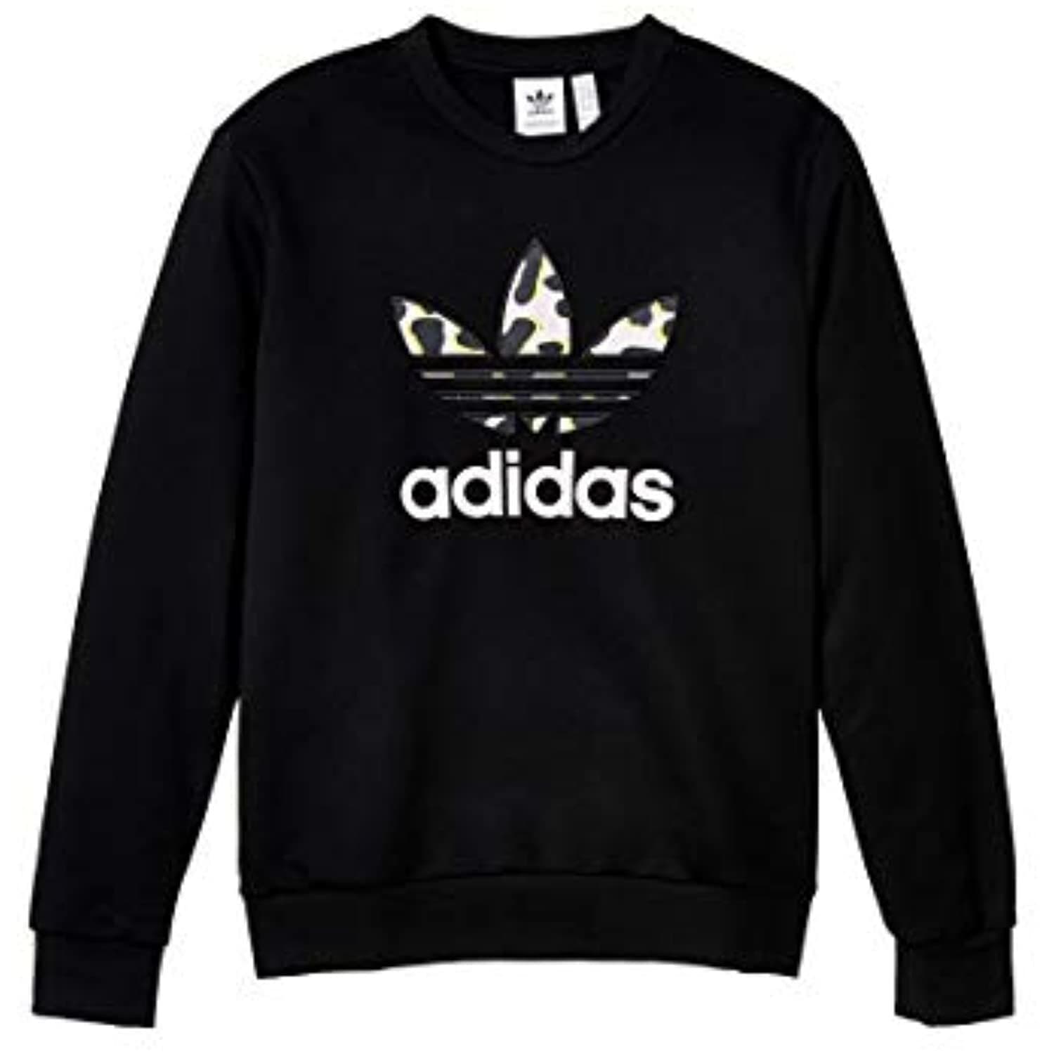 adidas Originals Girl's Leopard Crew Terry Fleece Pullover Sweatshirt Black XS S - Thumbnail 8