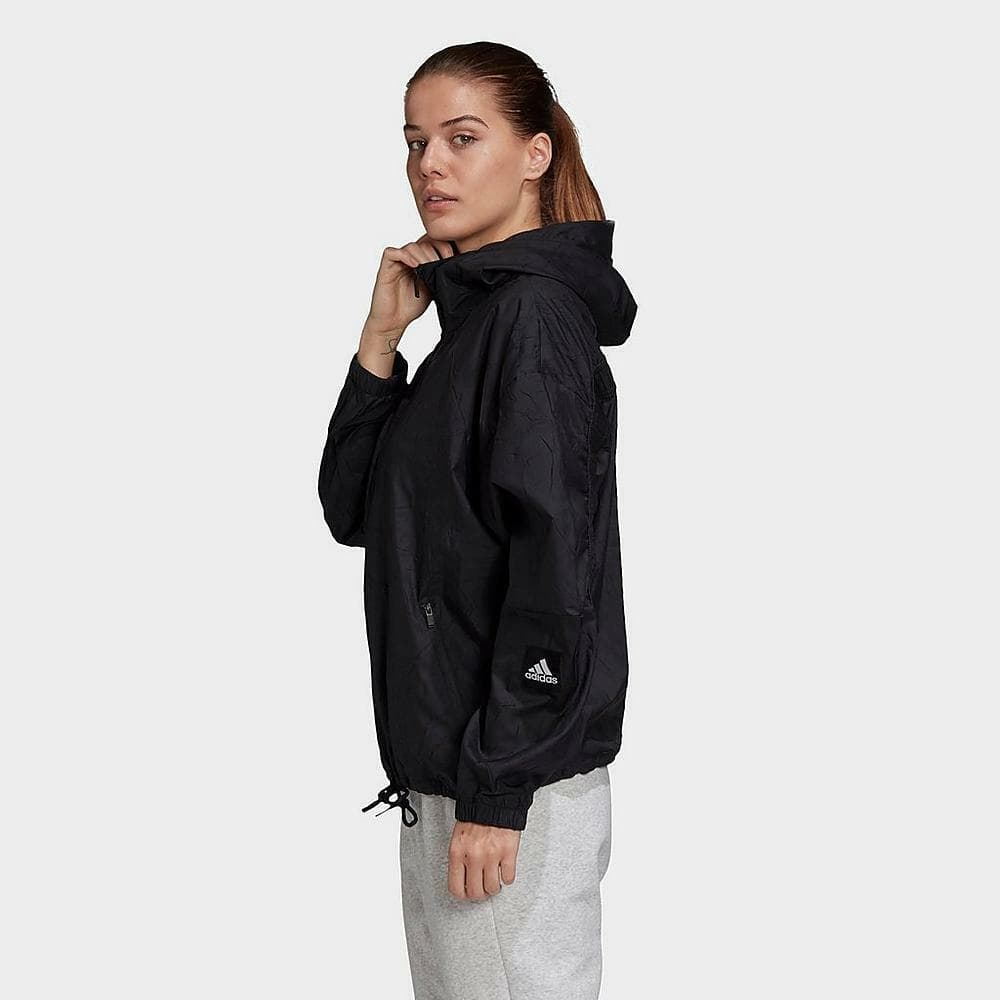 adidas Women's W.N.D. Jacket Primeblue Black Medium $110 Value - Thumbnail 3