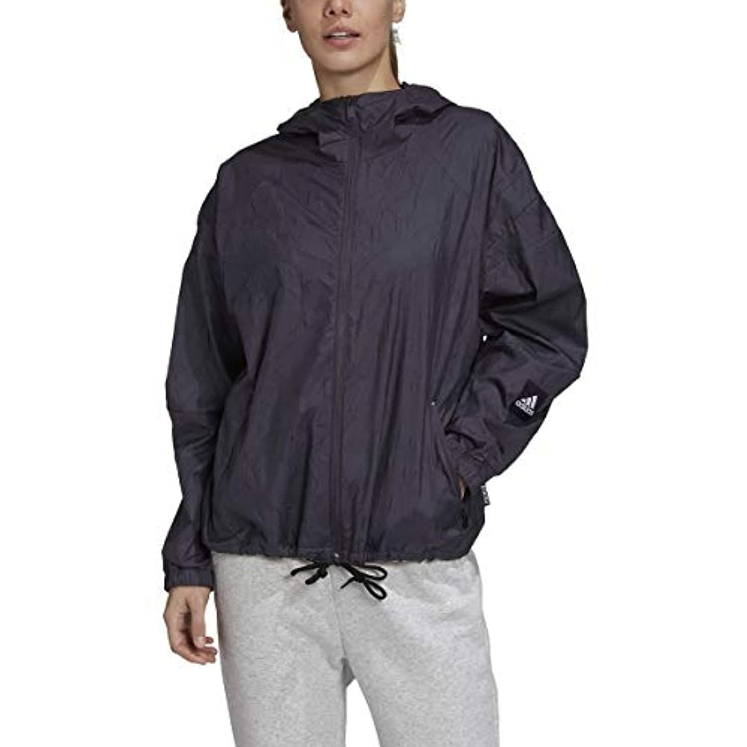 adidas Women's W.N.D. Jacket Primeblue Black Medium $110 Value - Thumbnail 5