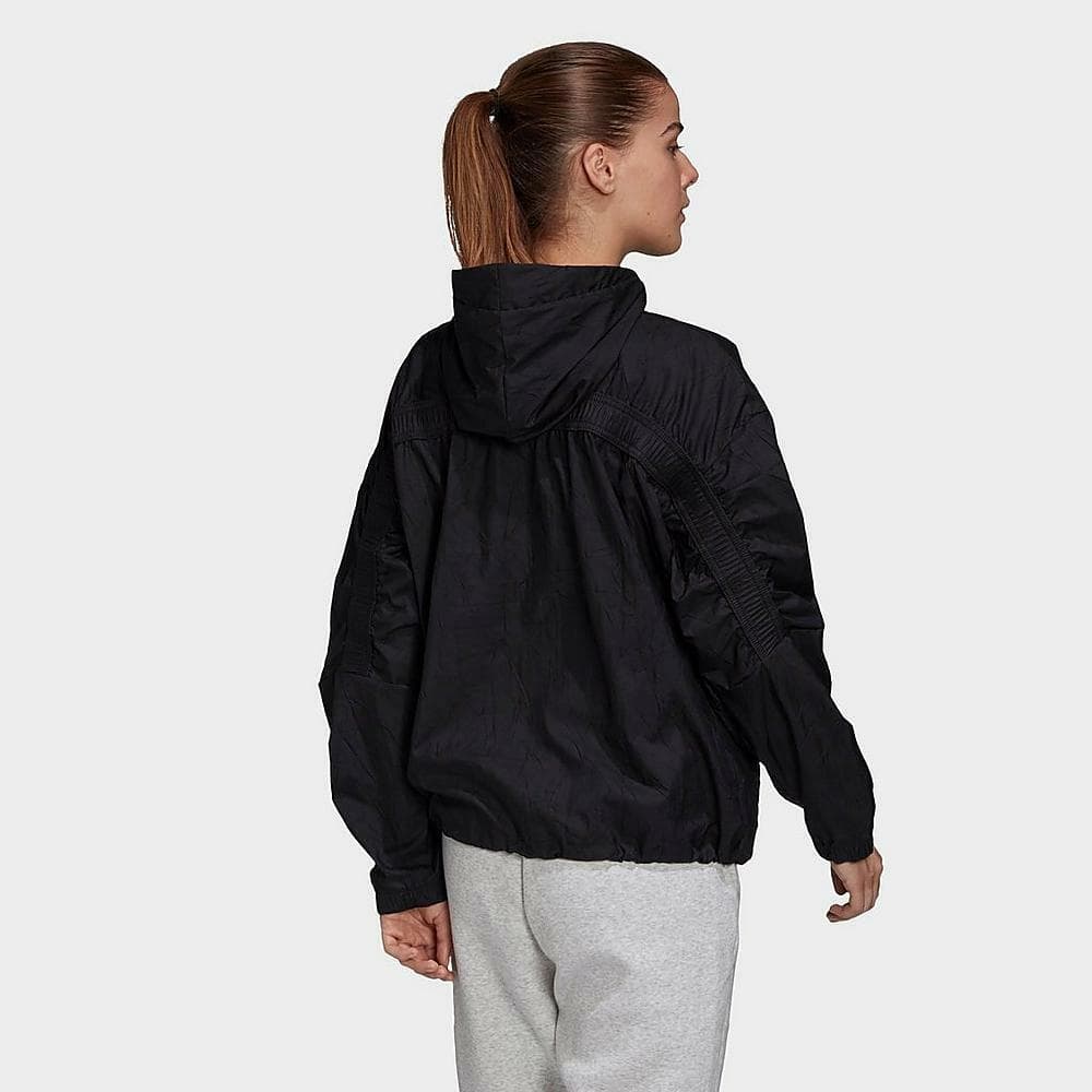 adidas Women's W.N.D. Jacket Primeblue Black Medium $110 Value - Thumbnail 4