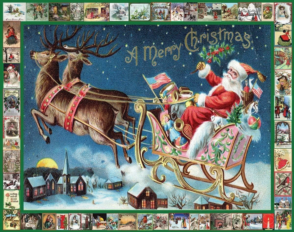 White Mountain Puzzles Santa's Sleigh 1000 Piece Jigsaw Puzzle Christmas Sealed - Thumbnail 2