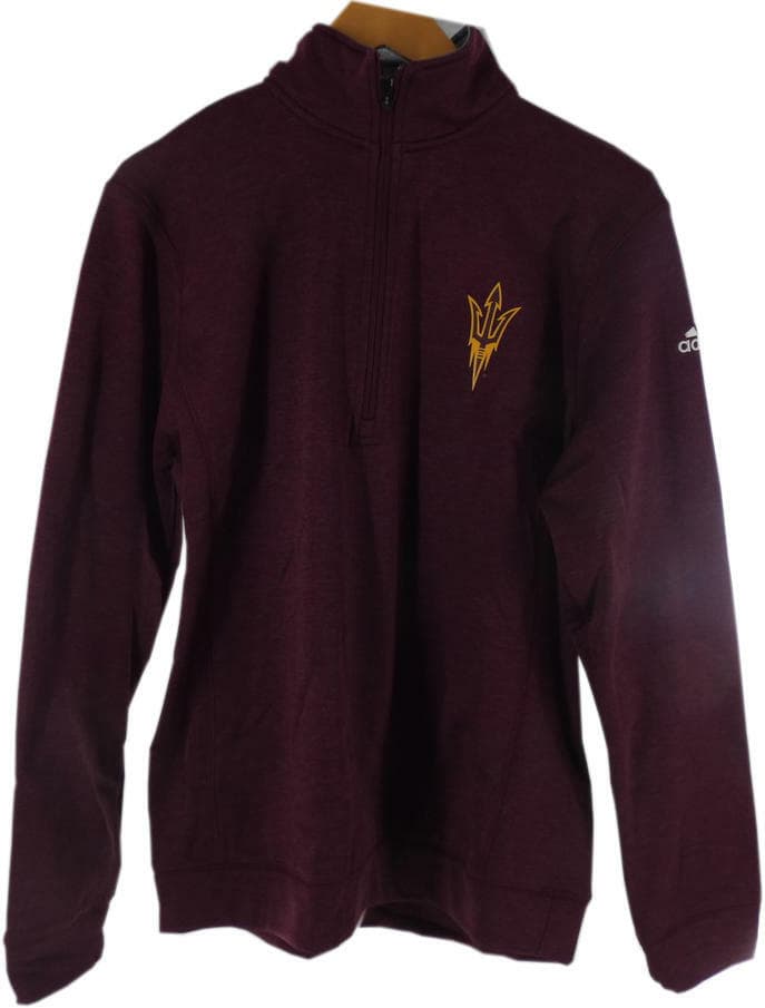 Adidas Men's Arizona State Sun Devils Climawarm 1/4 Zip Pullover Jacket Maroon M - Thumbnail 8