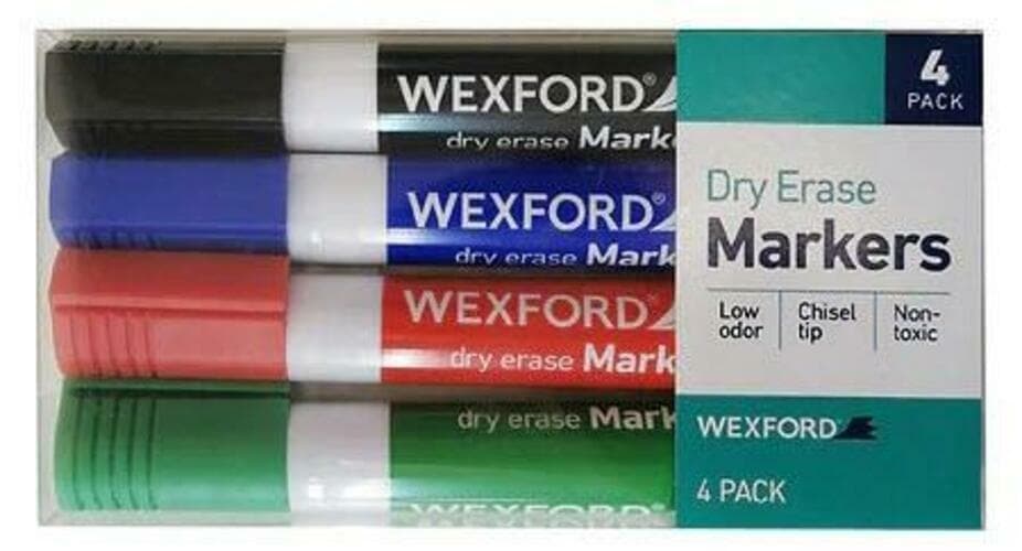 Wexford Dry Erase Markers Low Odor Chisel Tip Whiteboards 2 x 4 Packs - Thumbnail 2