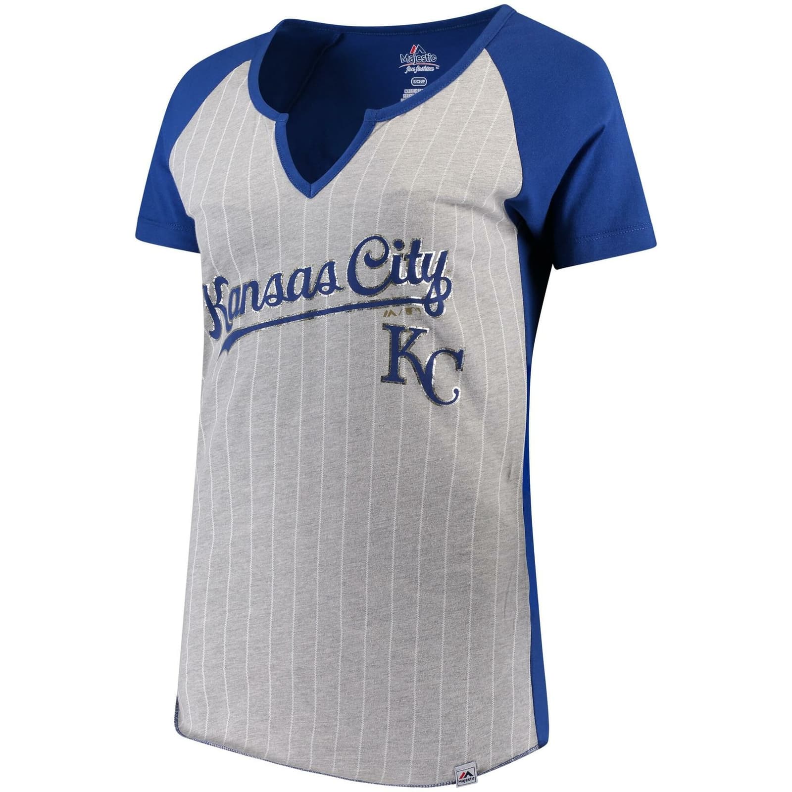 Majestic Women's Kansas City Royals from The Stretch Notched T-Shirt Medium Gray - Thumbnail 2