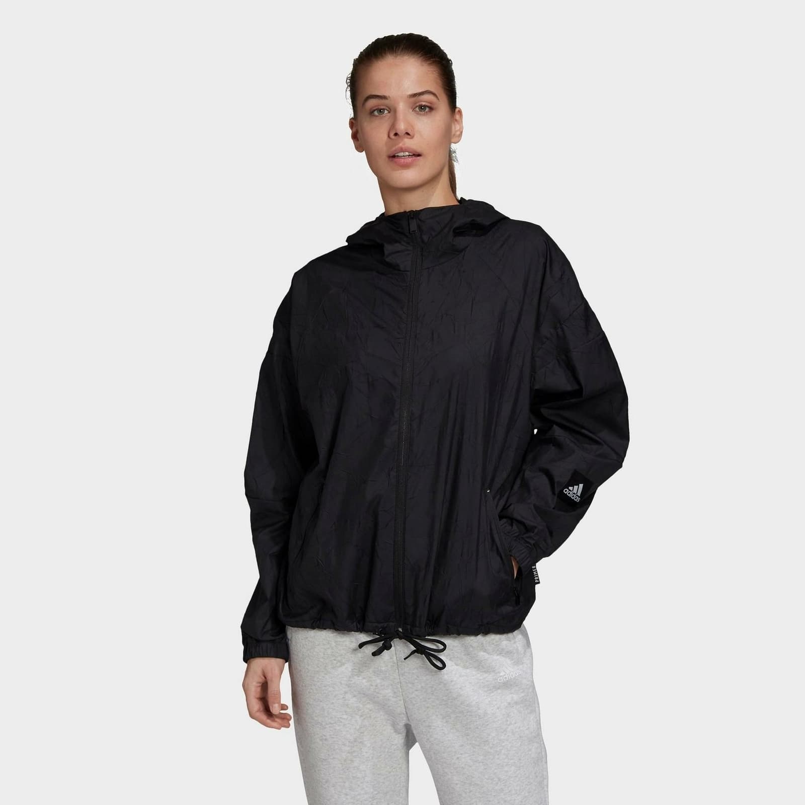 adidas Women's W.N.D. Jacket Primeblue Black Medium $110 Value - Thumbnail 11