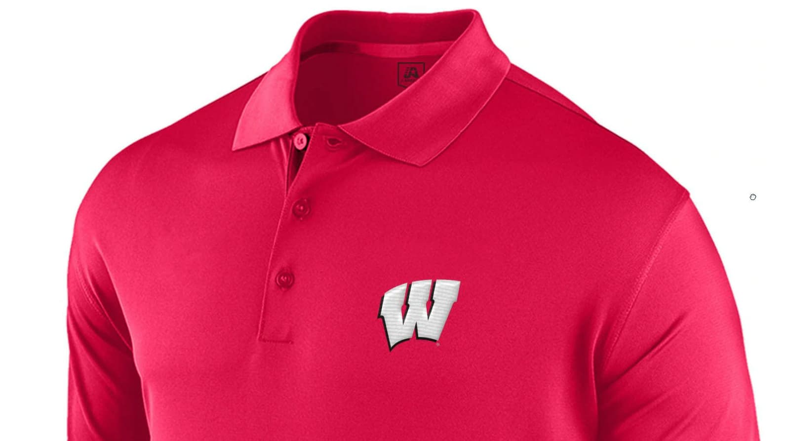 J.America Men's Wisconsin Badgers Polyester Short Sleeve Spector Polo Red M - Thumbnail 2
