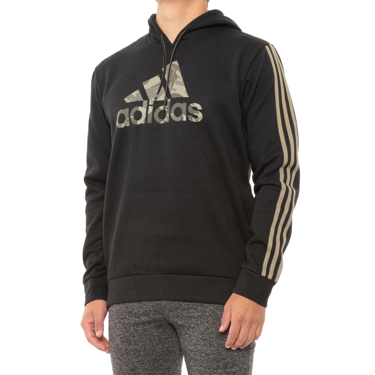adidas Men's Essentials Camo Badge of Sport 3-Stripes Hoodie Black Large - Thumbnail 2