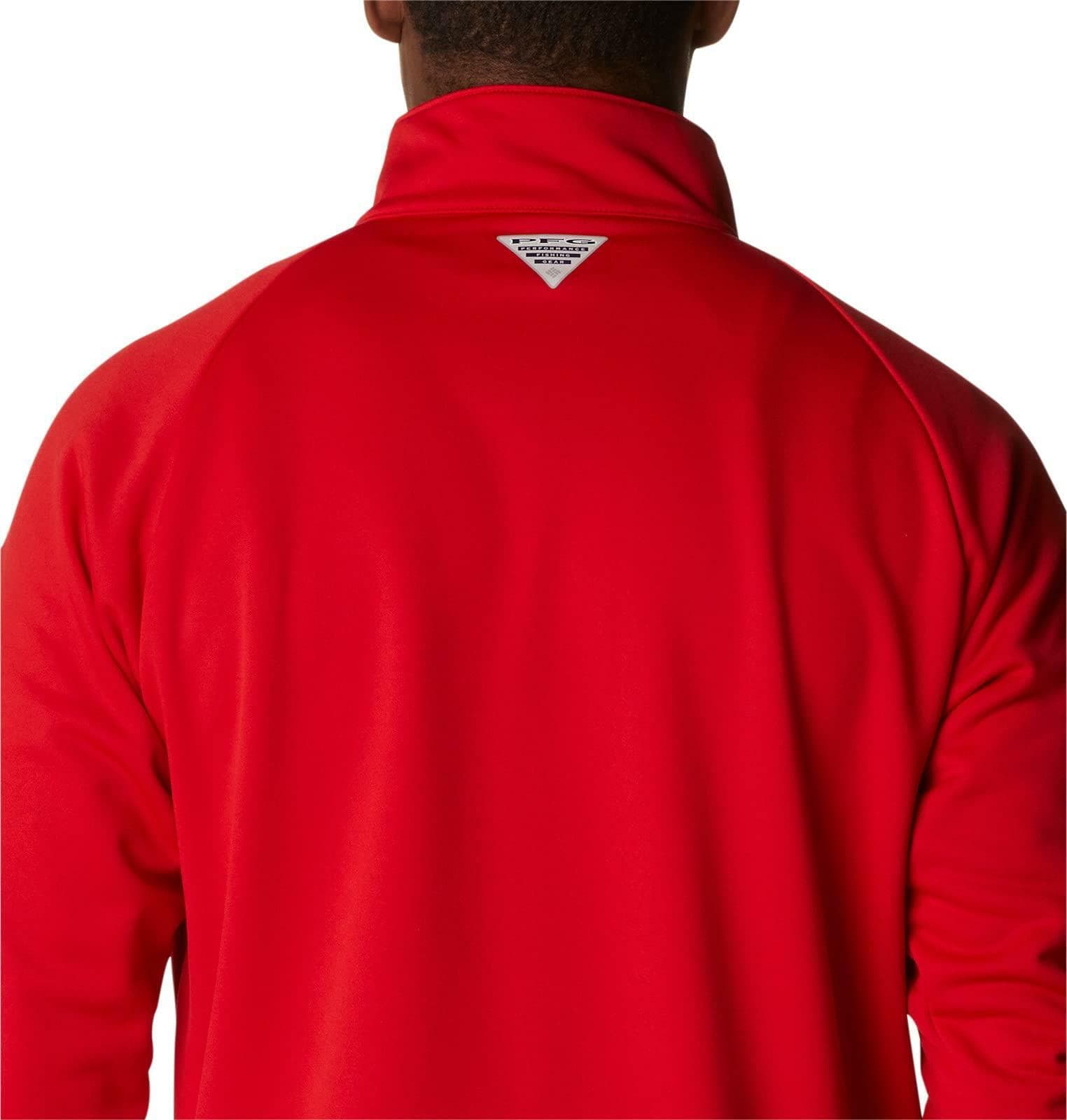 Columbia Men's Nebraska Cornhuskers Tackle Fleece 1/4 Zip PFG Jacket Red Large - Thumbnail 6
