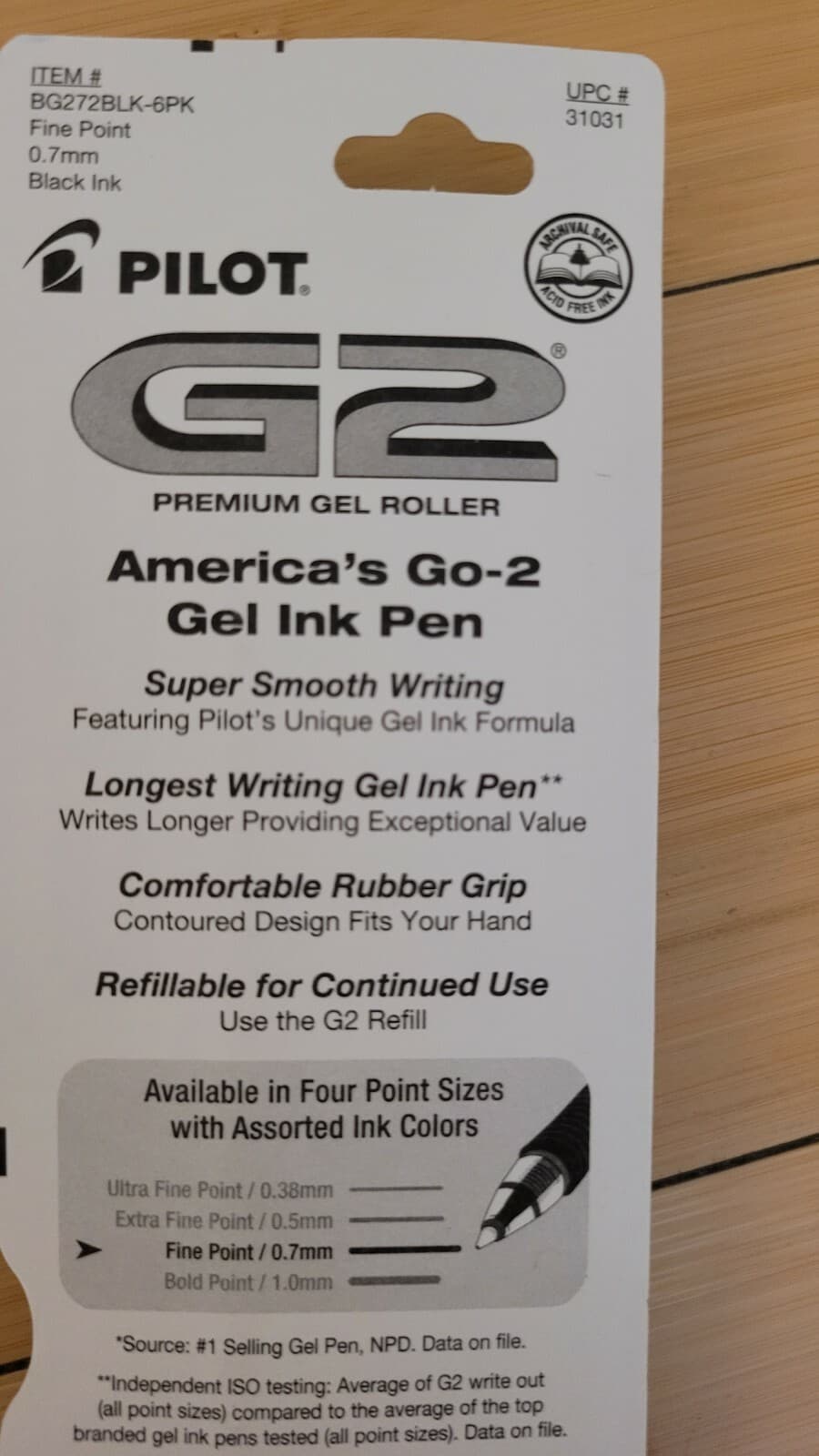 Pilot G2 Pen Black Ink 31031 Premium Gel Roller Fine 0.7mm 3 Pack 6 Pens - Thumbnail 8