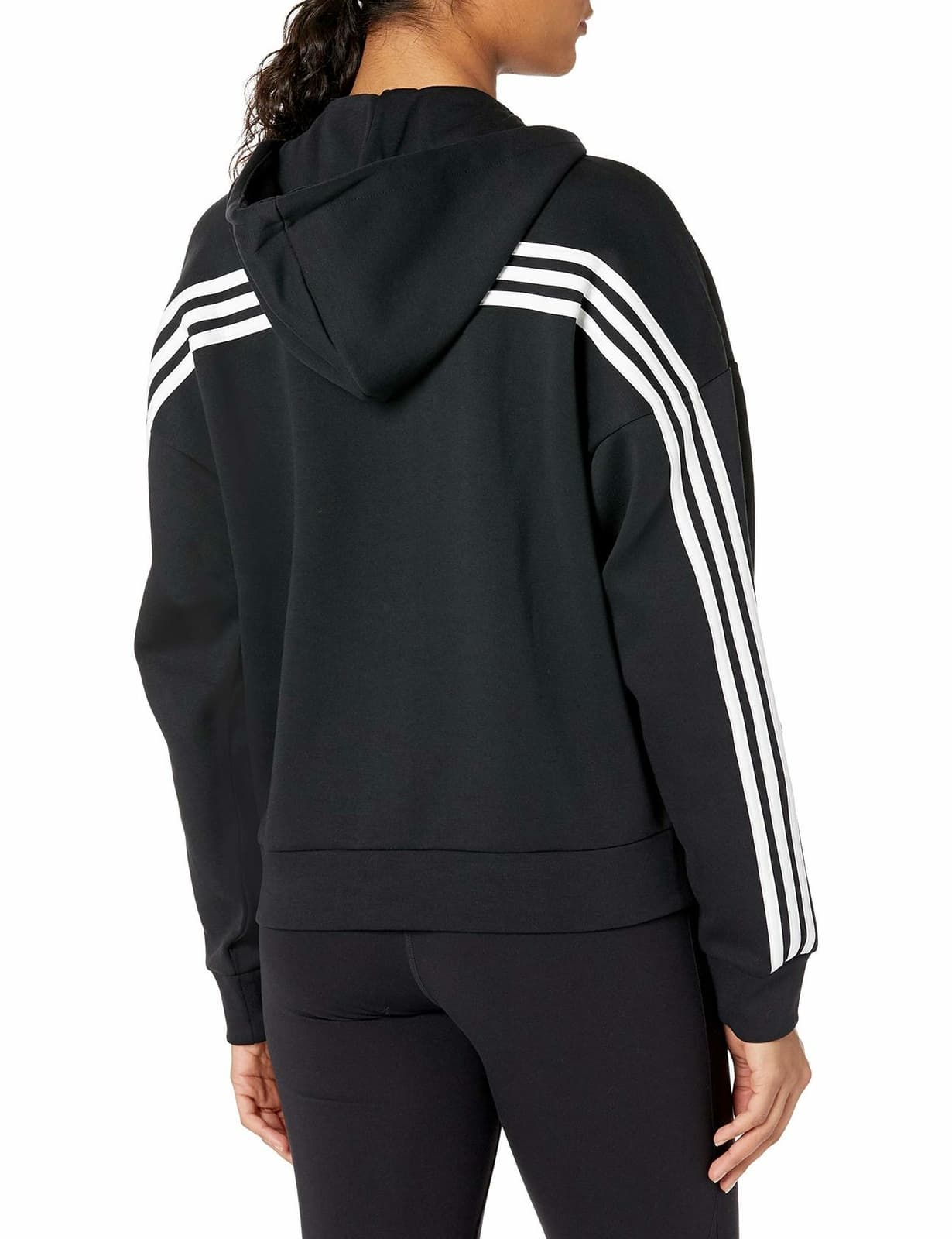 adidas Women's Must Haves Doubleknit Full Zip Hoodie Black/White Small - Thumbnail 8