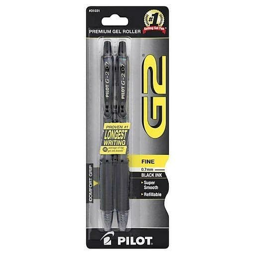 Pilot G2 Pen Black Ink 31031 Premium Gel Roller Fine 0.7mm 3 Pack 6 Pens - Thumbnail 9