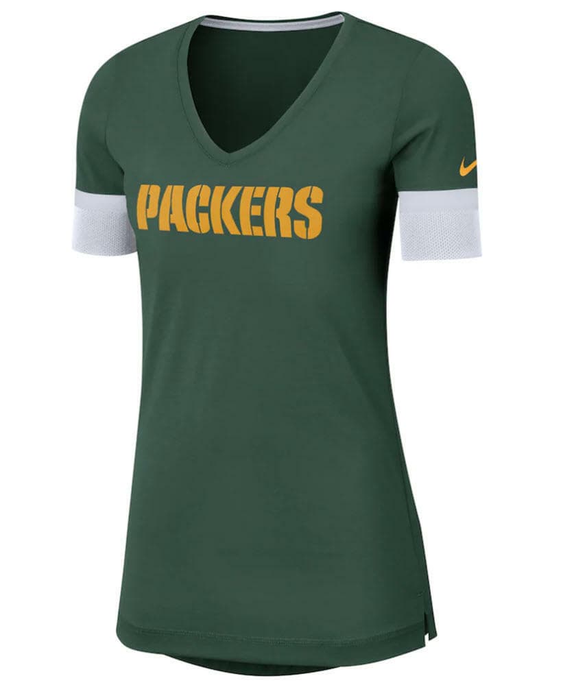 Nike Women's Green Bay Packers Dry V-neck Fan Triblend T-shirt S L MSRP $40 - Thumbnail 2
