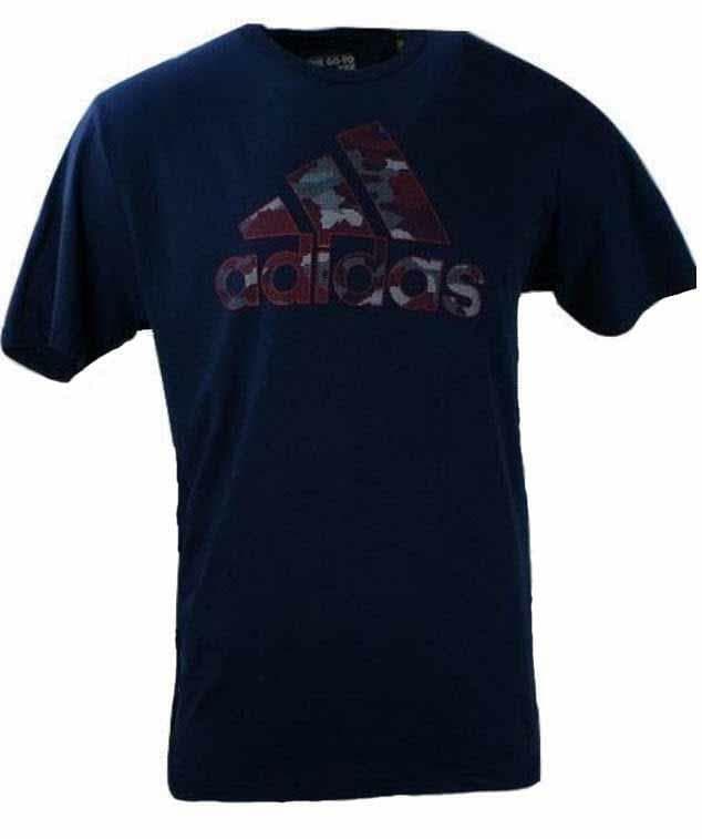 adidas Men's Tricot Patriotic Camo Go To Short Sleeve Cotton T-Shirt Blue Large - Thumbnail 2