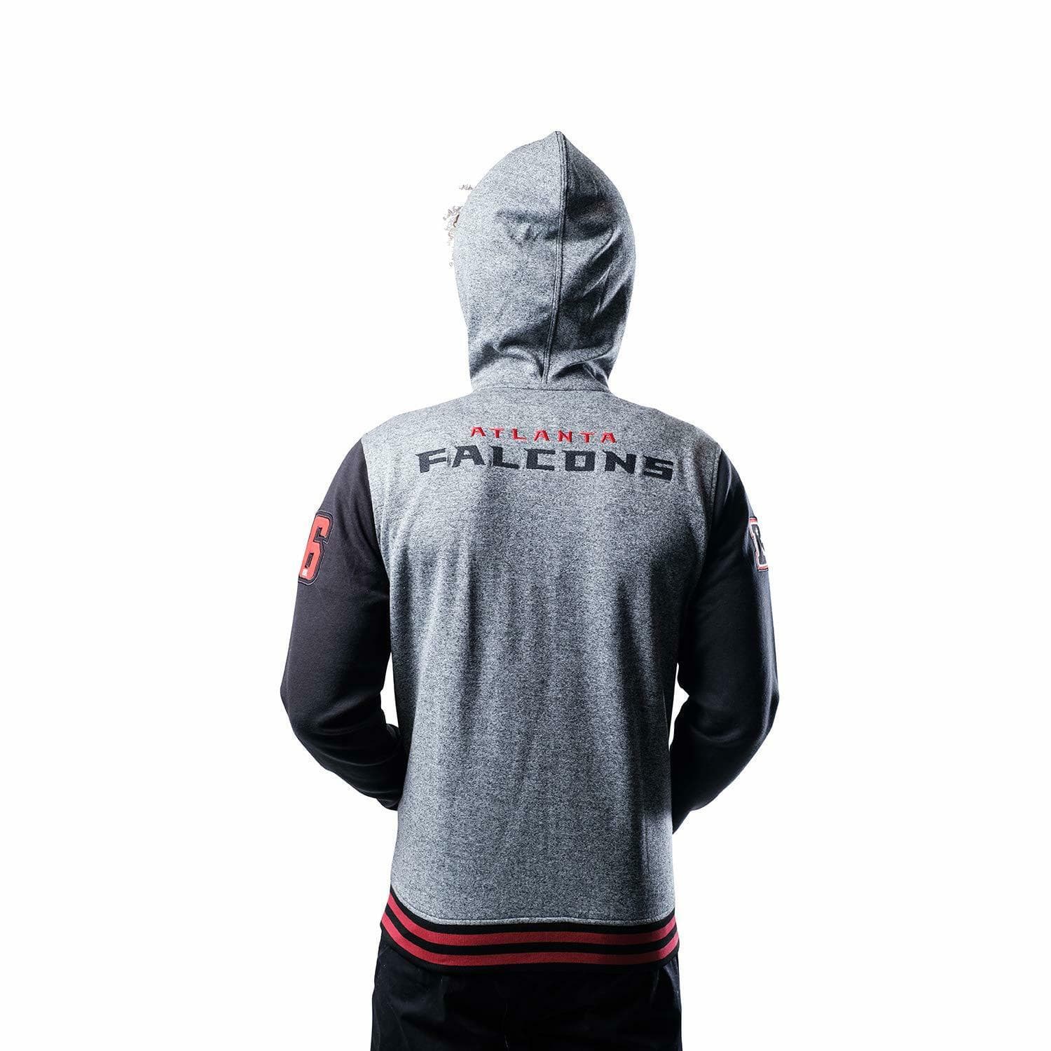Ultra Game Men's Atlanta Falcons Full Zip Letterman Hoodie Gray Medium $85 Value - Thumbnail 5
