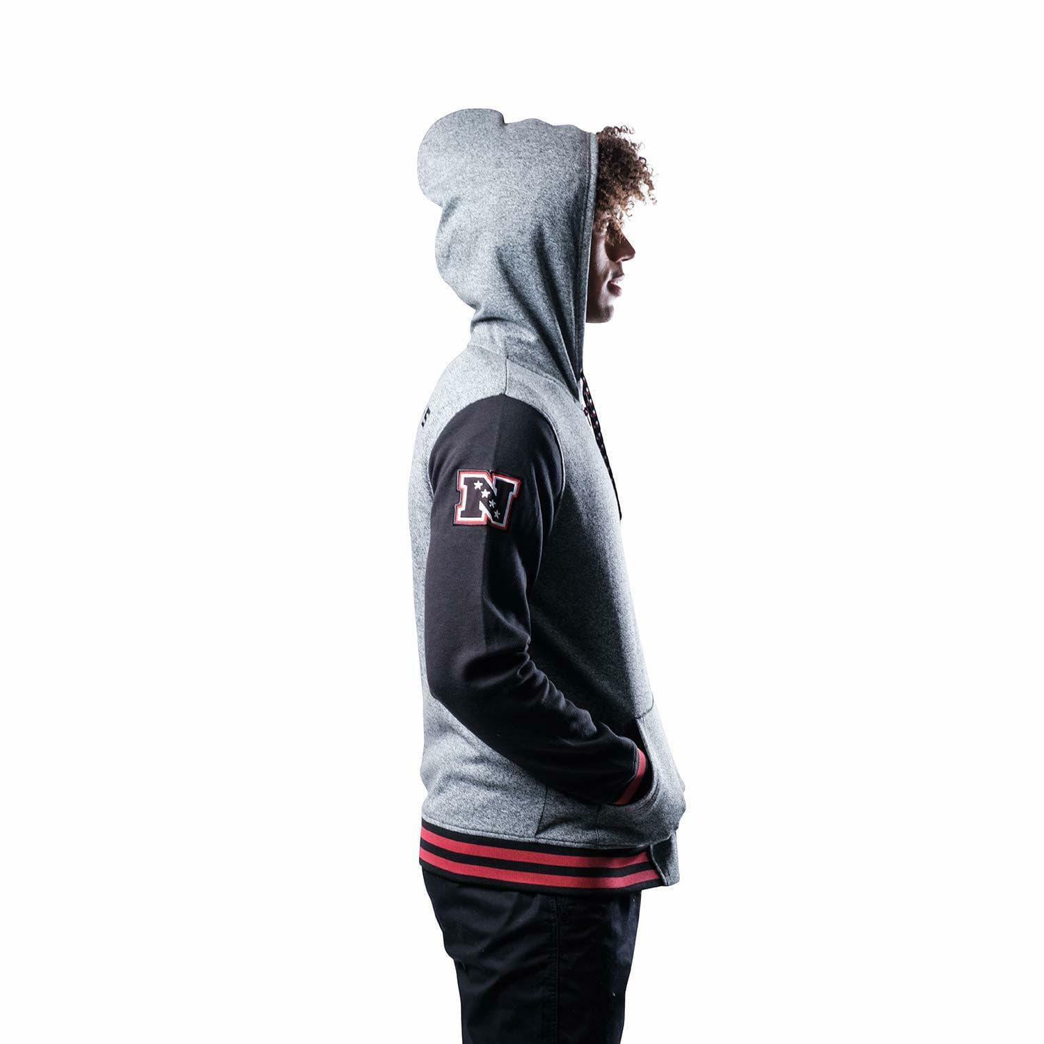 Ultra Game Men's Atlanta Falcons Full Zip Letterman Hoodie Gray Medium $85 Value - Thumbnail 4