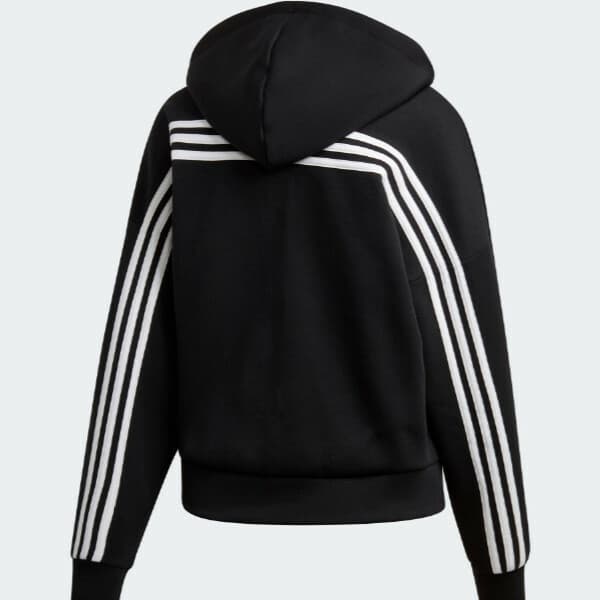adidas Women's Must Haves Doubleknit Full Zip Hoodie Black/White Small - Thumbnail 7