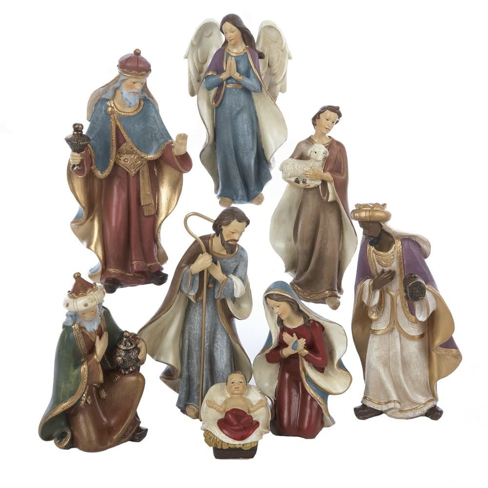 Kurt Adler 6.25" Resin Nativity Scene Set of 8 Christmas Figurines Decor - Thumbnail 2