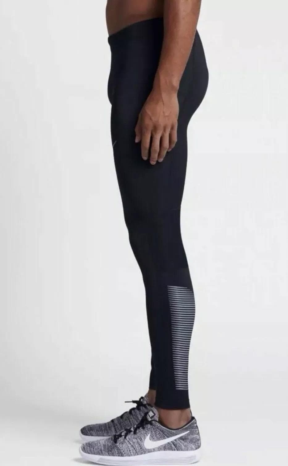 Nike Men's Power Tech Dri-Fit Reflective Training Tights Black Large - Thumbnail 5